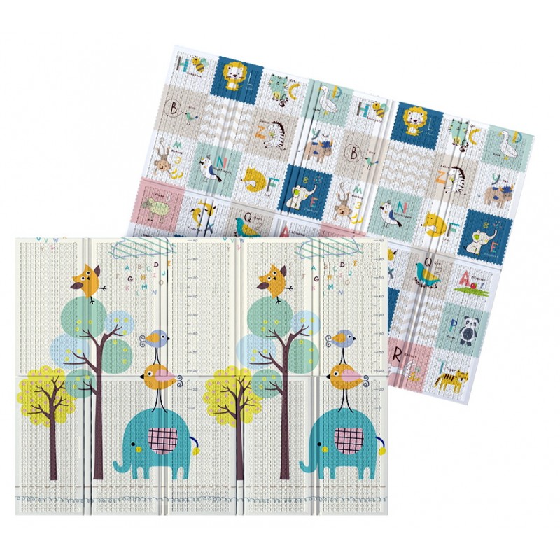 Kétoldalas habszivacs játszószőnyeg - Elefánt ábécé 180x200 cm