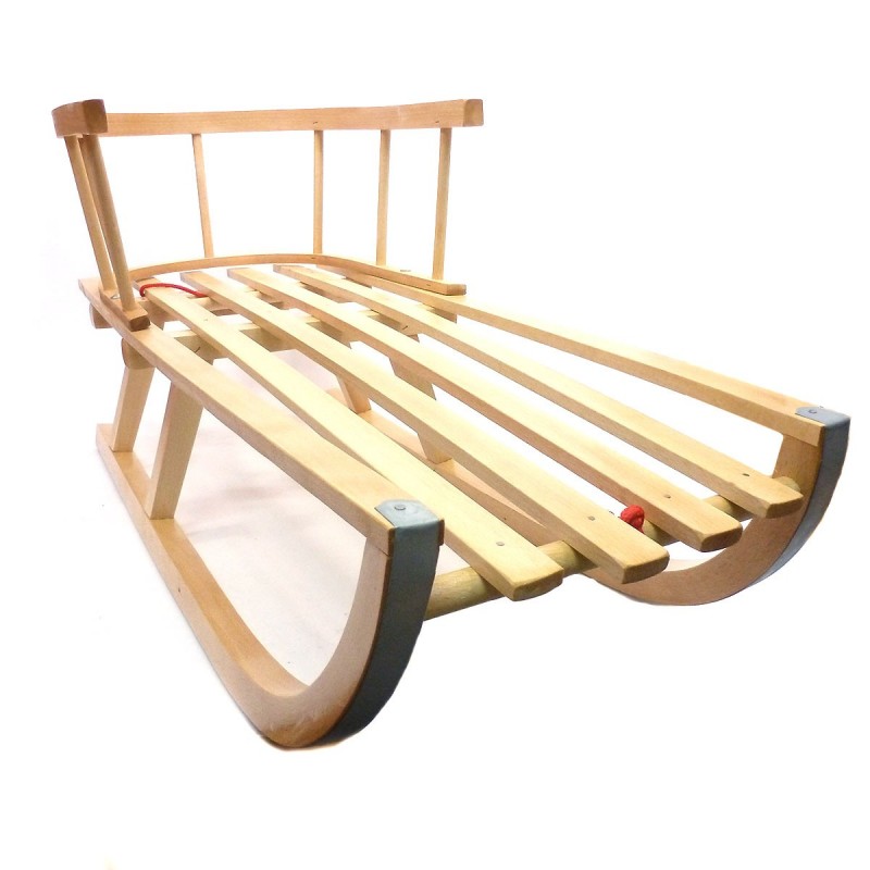 Hagyományos fa szánkó háttámlával 88cm