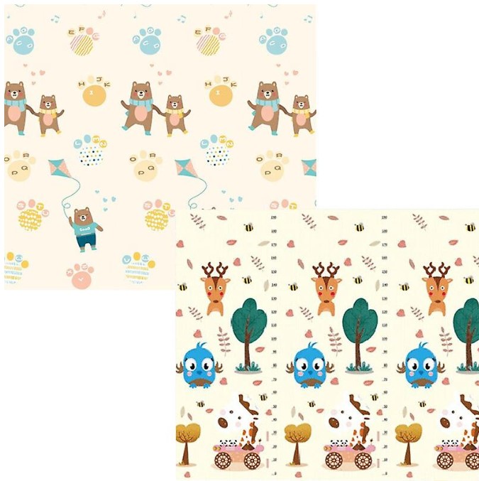 Kétoldalas habszivacs szőnyeg - Medvecsalád 180x200 cm