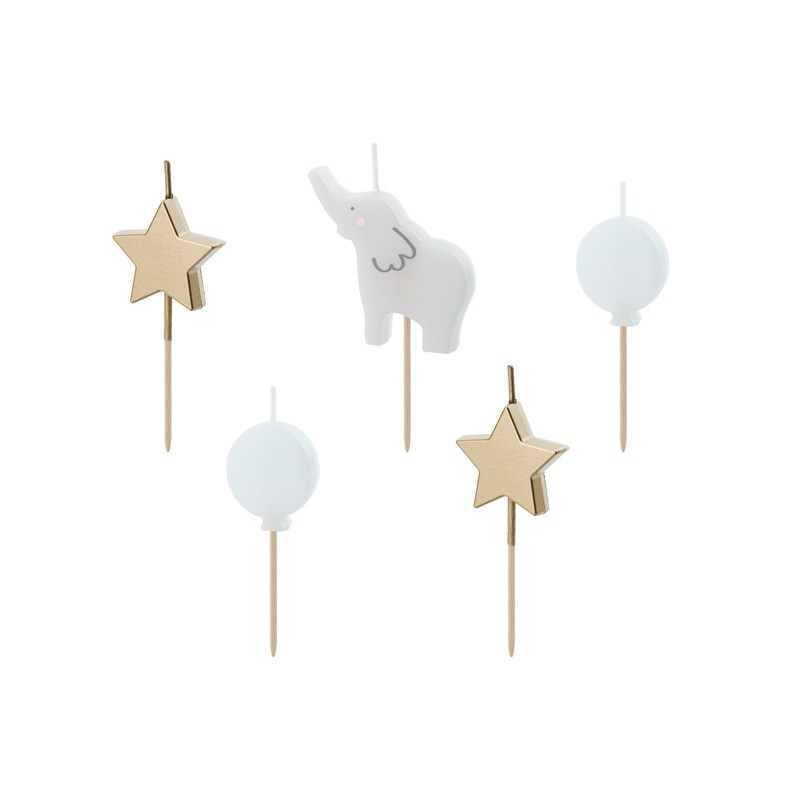 Torta gyertyák - elefánt keverék - 5 db