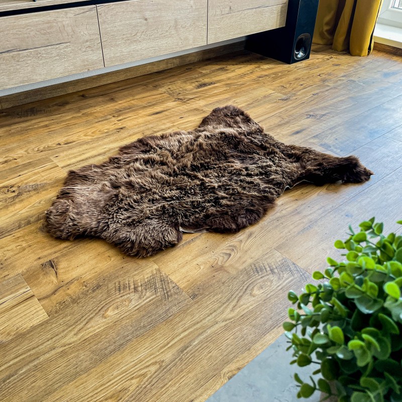Báránybőr szőnyeg 95x65cm, barna