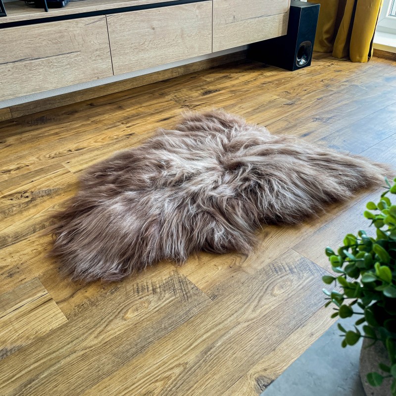 Báránybőr szőnyeg 75x50cm, világosbarna