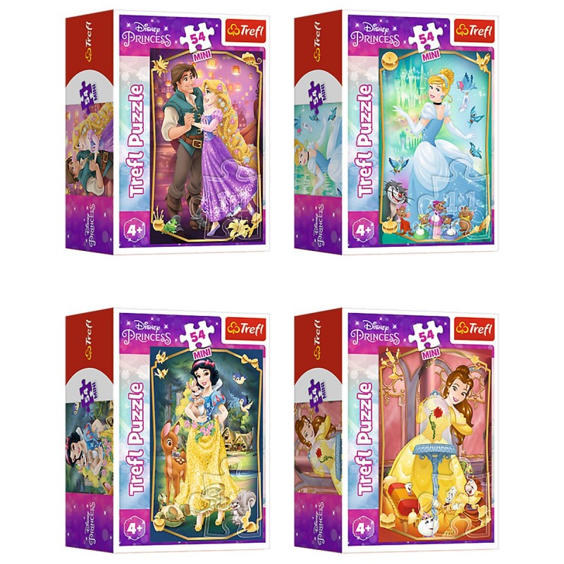 Mini puzzle - Disney princess - 4 db-os készlet