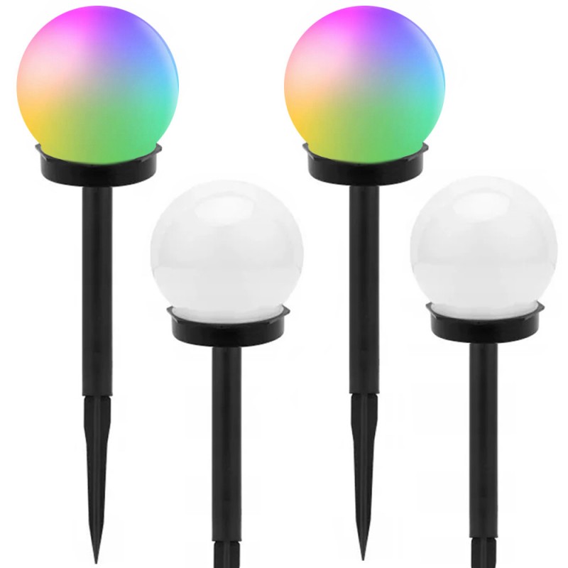 Napelemes kerti lámpák - RGB golyó 10cm (4 db)