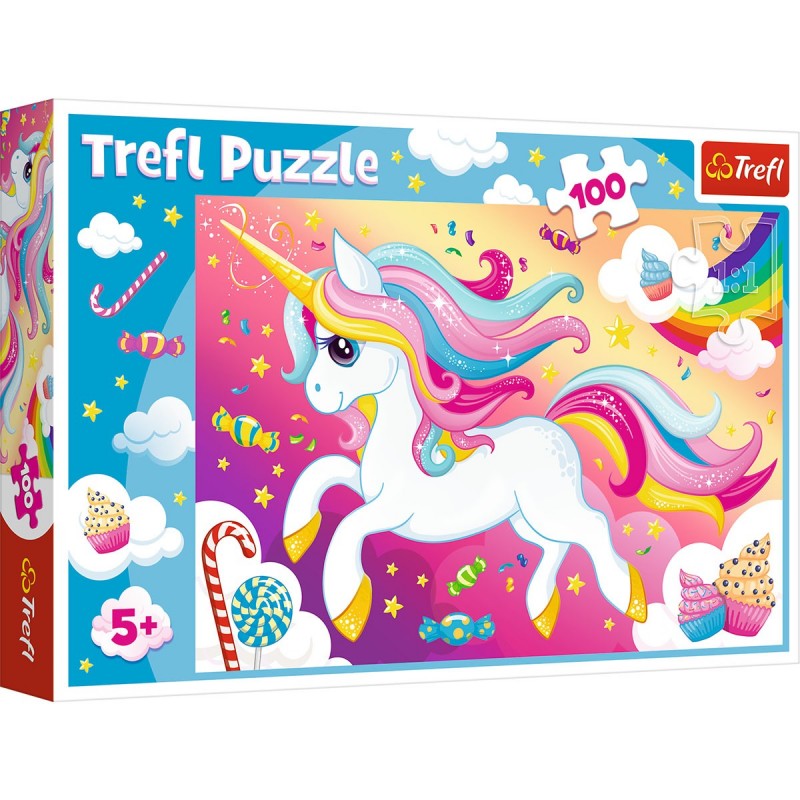 Gyermek puzzle - Pink unicorn - 100 db
