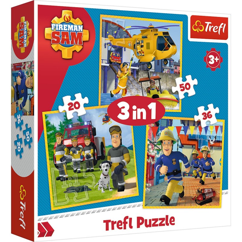 Gyermek puzzle - Fireman Sam - 3 az 1-ben