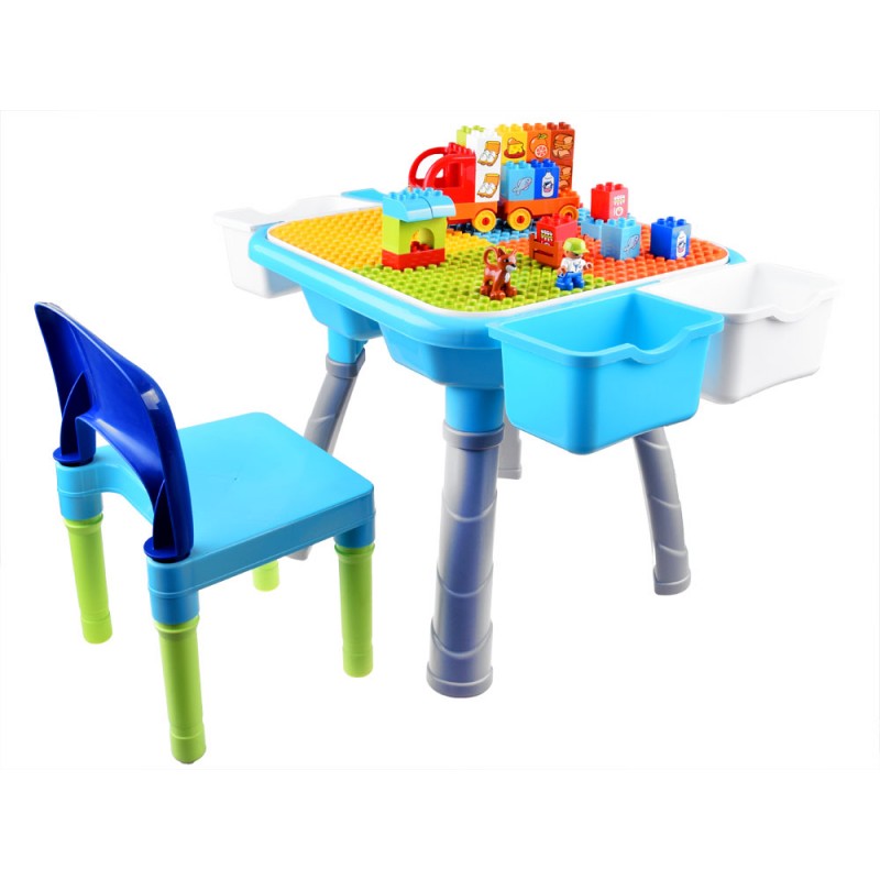 Többfunkciós asztal építőelemekkel + szék 37 db