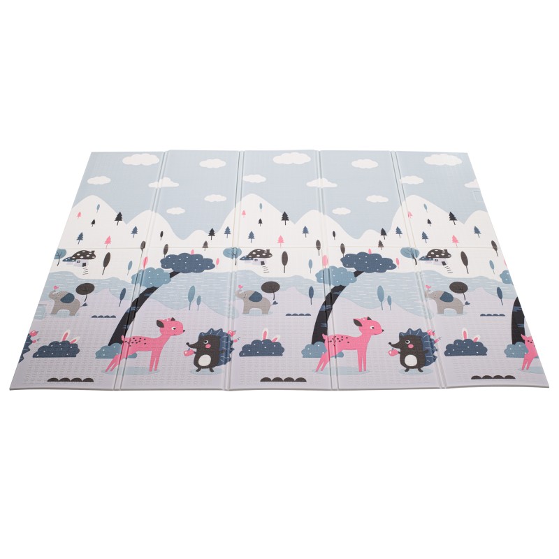 Kétoldalas habszivacs játszószőnyeg - autók és erdők - 177 x 158 x 0,8 cm