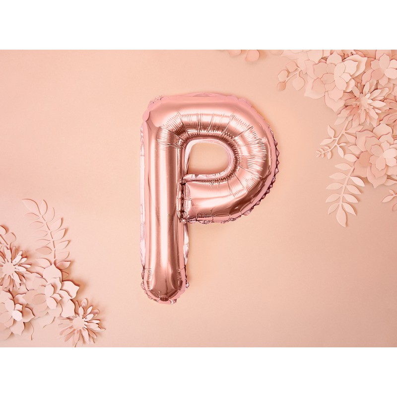 Fólia lufi - rózsaszín-arany - betű, 35 cm Egyéb változatok: P