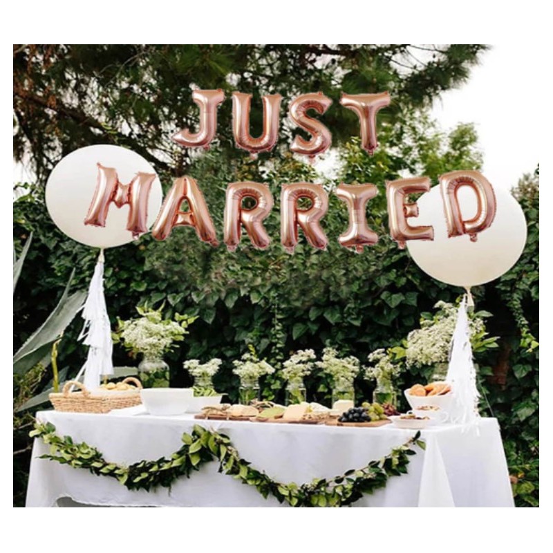 Ezüst lufi készlet - Just married 11db