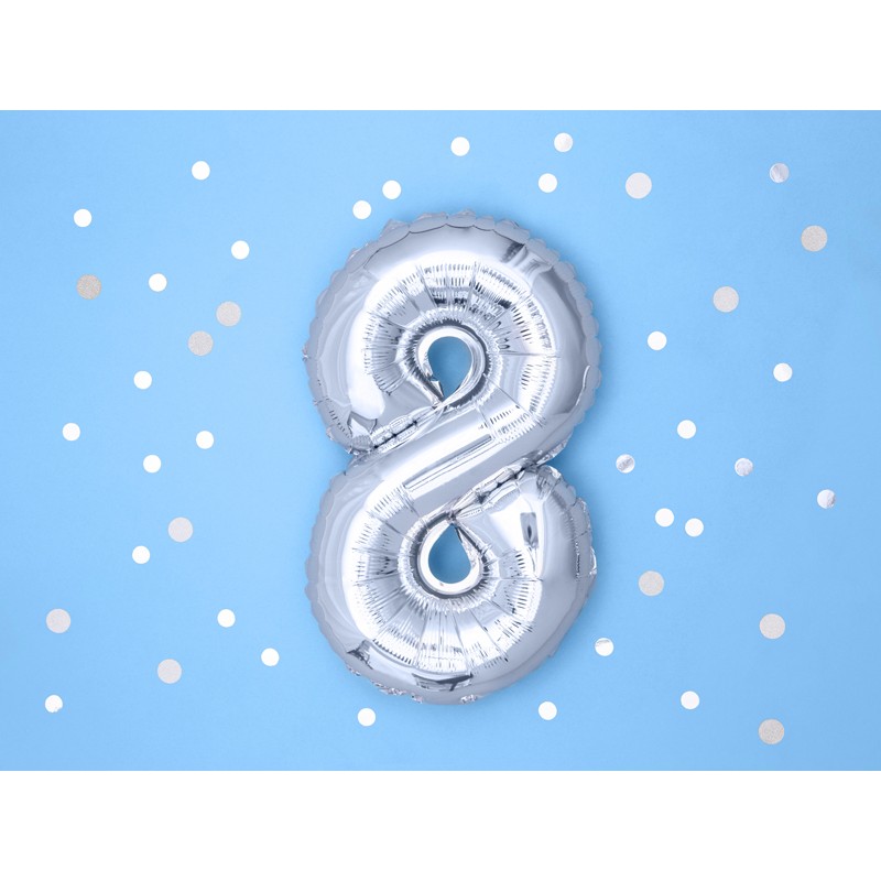 Fólia lufi - ezüst - szám, 35 cm Egyéb változatok: 8