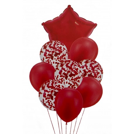Parti mix lufi  konfettivel 9db Piros: piros