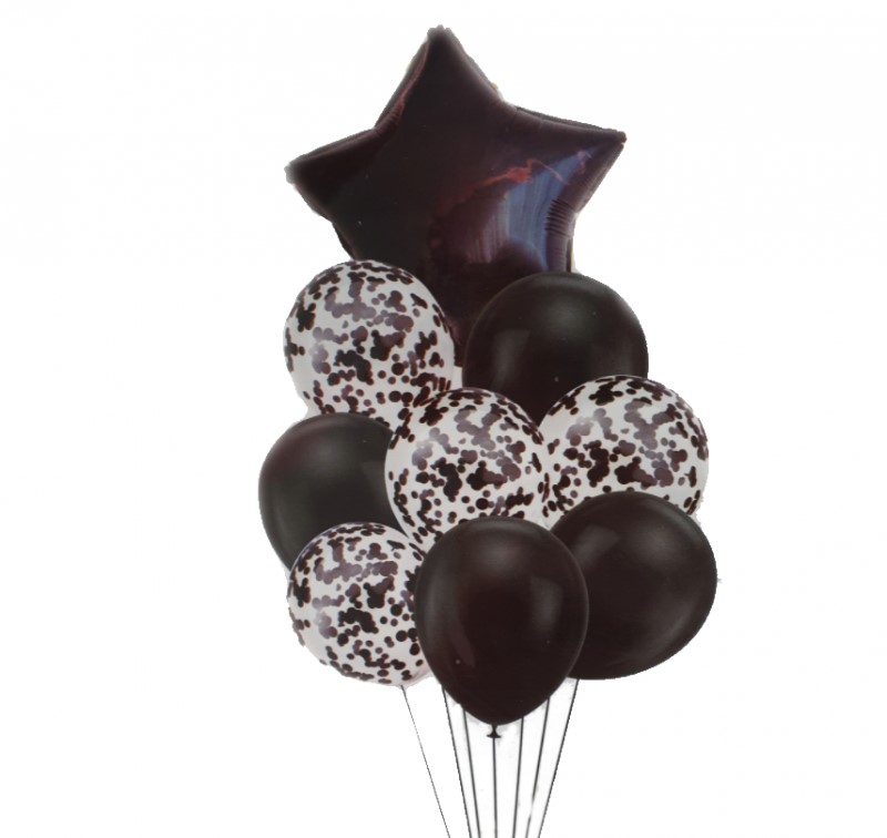 Parti mix lufi  konfettivel 9db Fekete: fekete