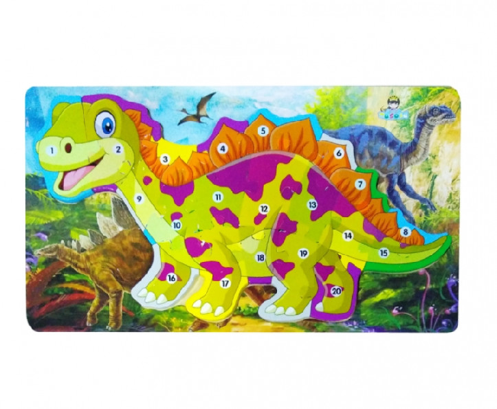 Fából készült puzzle ábécével - Stegosaurus