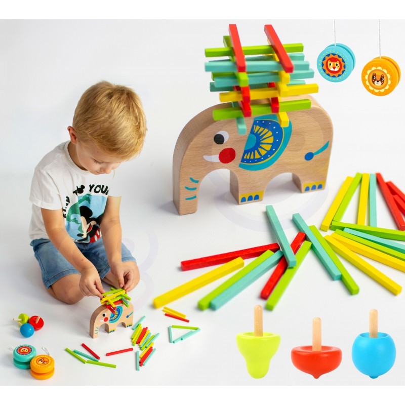 Fa játékkészlet - Tooky Toy - Elefánt 46db