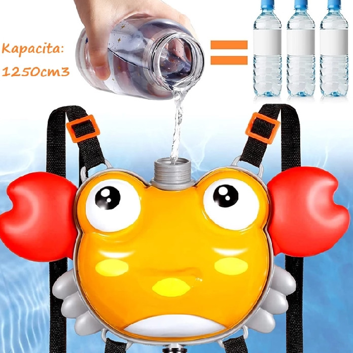 Vízipisztoly tartállyal a hátizsákban Rák 1250 ml Narancs: narancs