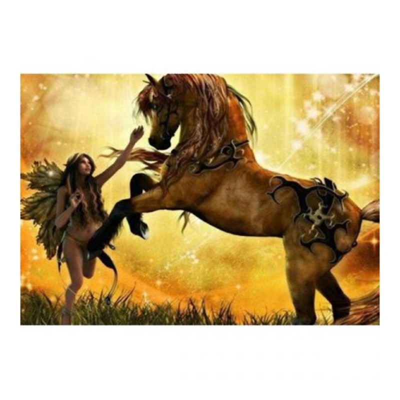 5D gyémánt mozaik – Erdei tündér és ló