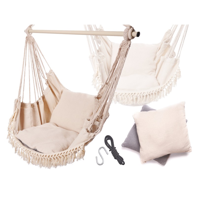 Hamak - brazil fotel FRIENDLY, párnákkal Fehér: bézs