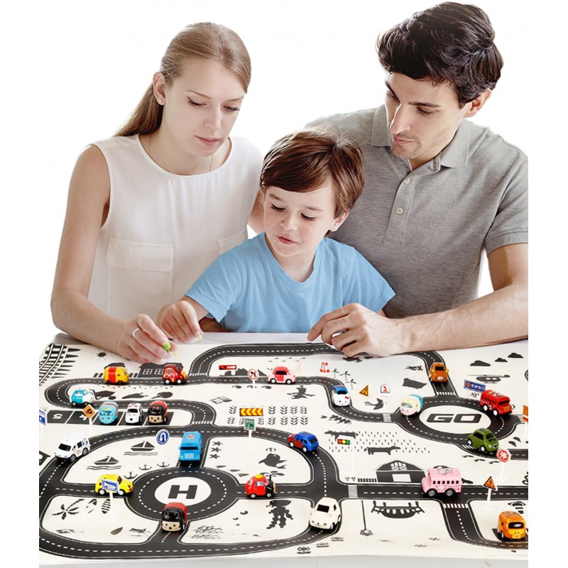 Gyerekszőnyeg Utca 83x57cm fekete-fehér