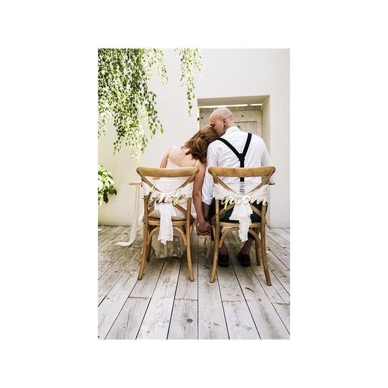 Szék dekoráció Bride & Groom - arany, 2 db