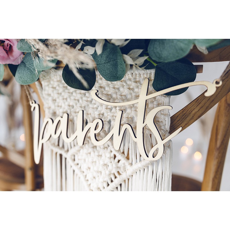 Függő dekoráció Parents - natúr fa - 29,5 x 12,5 cm