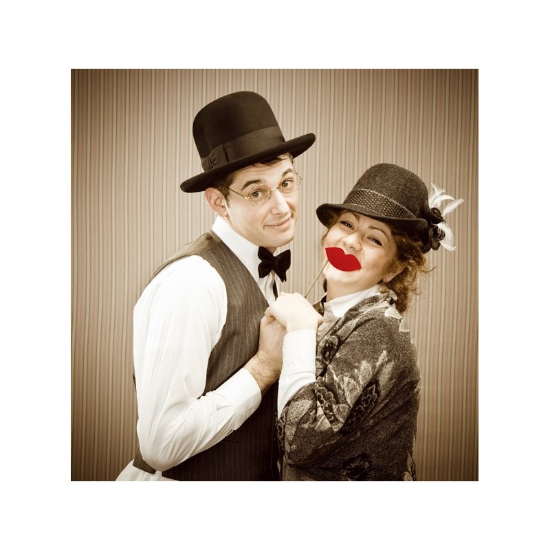 Esküvői kellékkészlet fotózáshoz - piros 6 db