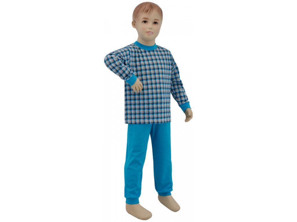 ESITO Chlapecké pyžamo tyrkysové kostky vel. 116 - 122 / tyrkysová kostka malá