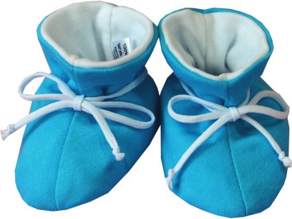 ESITO | Kojenecké botičky bavlna velké jednobarevné - tyrkysová / 1. ( 2 - 5 měs.)