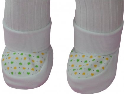 ESITO | Kojenecké bačkůrky bavlna malé srdce - srdce bílá / zelená