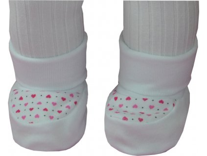 ESITO | Kojenecké bačkůrky bavlna malé srdce - srdce bílá / růžová