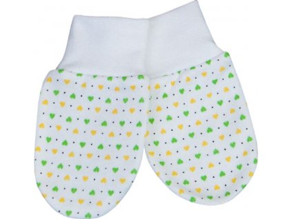 ESITO | Rukavice bavlna potisk srdce - srdce bílá / zelená / 68