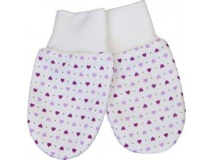 ESITO | Rukavice bavlna potisk srdce - srdce bílá / fialová / 68