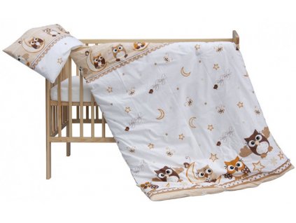 Povlečení do postýlky 2dílné - Scarlett Sovička - béžová 100 x 135 cm