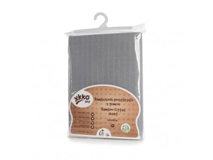 Kikko Bambusové prostěradlo s gumou XKKO BMB 120x60 - Baby Grey
