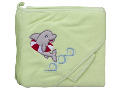 Froté ručník - Scarlett delfín s kapucí - zelená