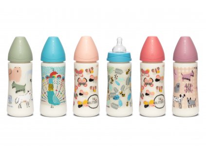SAUVINEX SUAVINEX | LÁHEV Kulatá savička SILIKON 360 ml - RŮŽOVÝ MOTÝL