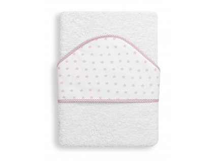 Interbaby INTERBABY | Osuška froté HVĚZDA - BÍLO/RŮŽOVÁ