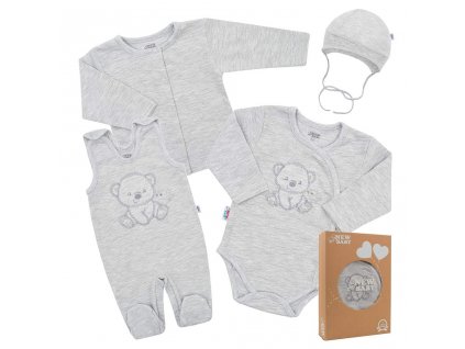 Kojenecká soupravička do porodnice New Baby Sweet Bear šedá Velikost: 50