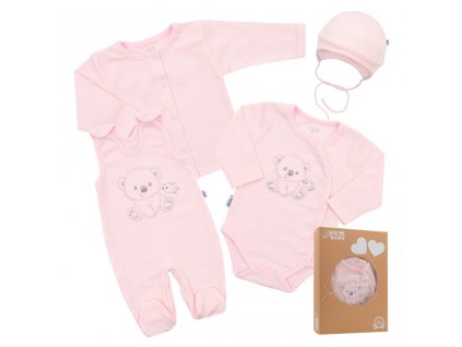 Kojenecká soupravička do porodnice New Baby Sweet Bear růžová Velikost: 50