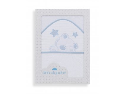 Interbaby INTERBABY | Osuška froté MEDVÍDEK S HVĚZDOU - BÍLO-MODRÁ