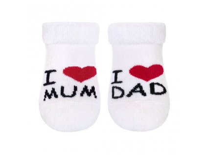 Kojenecké froté ponožky New Baby bílé I Love Mum and Dad vel.62