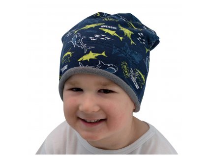 ESITO | Zimní čepice spadená Shark - modrá / 42