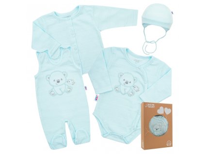 Kojenecká soupravička do porodnice New Baby Sweet Bear modrá Velikost: 56 (0-3m)