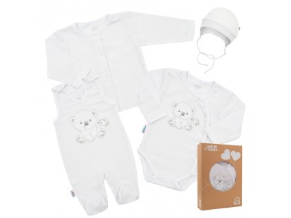 Kojenecká soupravička do porodnice New Baby Sweet Bear bílá Velikost: 50