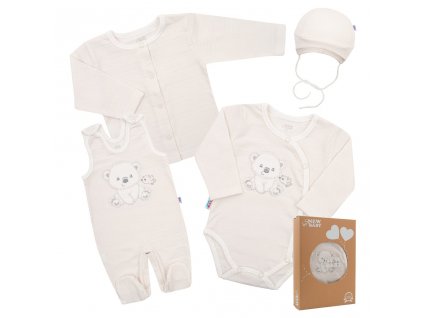 Kojenecká soupravička do porodnice New Baby Sweet Bear béžová Velikost: 56 (0-3m)