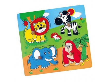 Dřevěné puzzle s úchyty pro nejmenší Viga ZOO