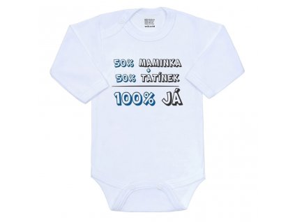 Body s potiskem New Baby 50% MAMINKA + 50% TATÍNEK - 100% JÁ modré