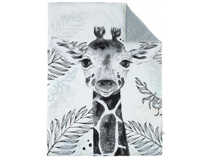 ESITO Luxusní deka MINKY Žirafa - šedá / 73 x 98 cm