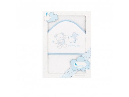 Interbaby INTERBABY | OSUŠKA froté Medvídek s drakem - bílo/modrá
