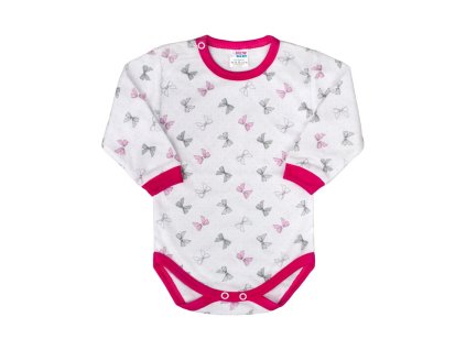 Kojenecké body s dlouhým rukávem New Baby Mašlička malinové